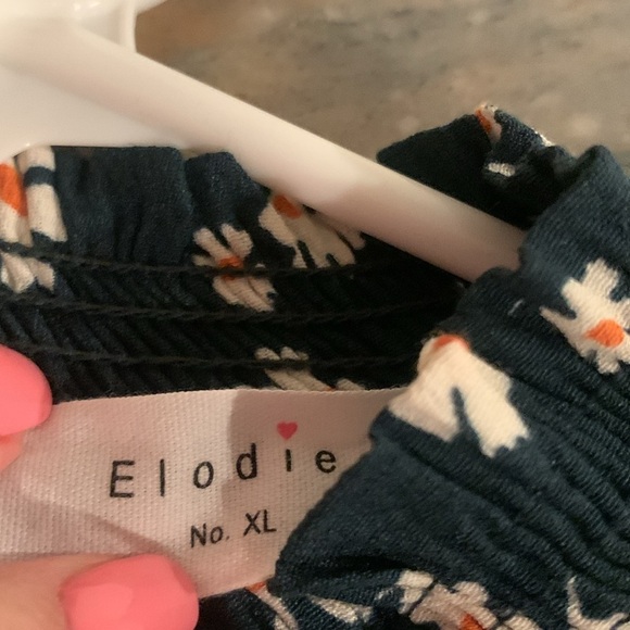 Elodie High Neck Daisy Floral Long Sleeve Blouse Dark Green - Picture 4 of 6